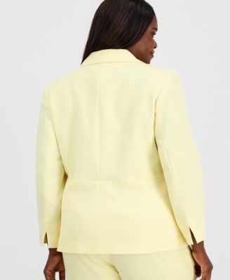 Plus Size Notch Collar One-Button Blazer