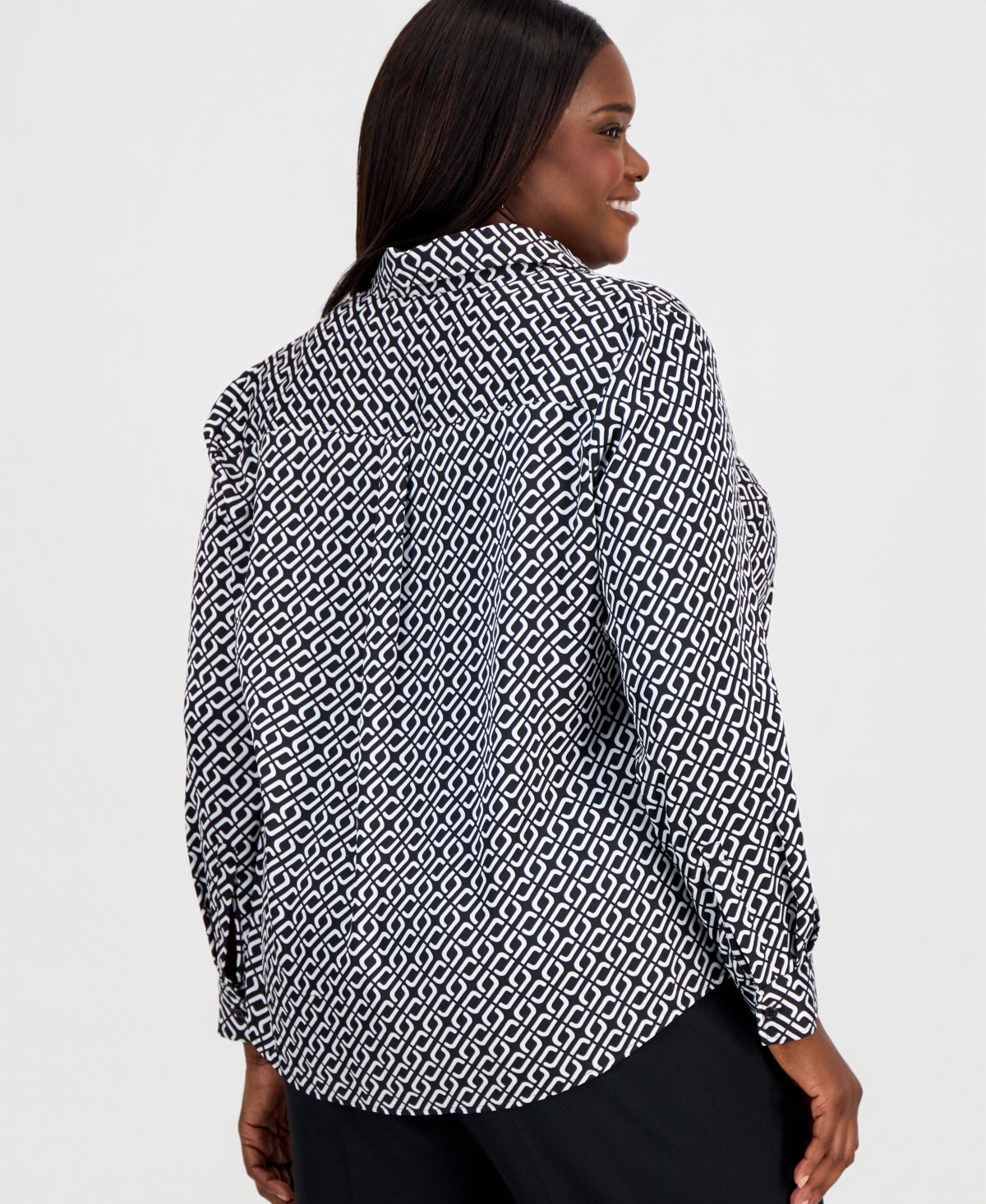 Kasper Plus Printed Button-Front Shirt