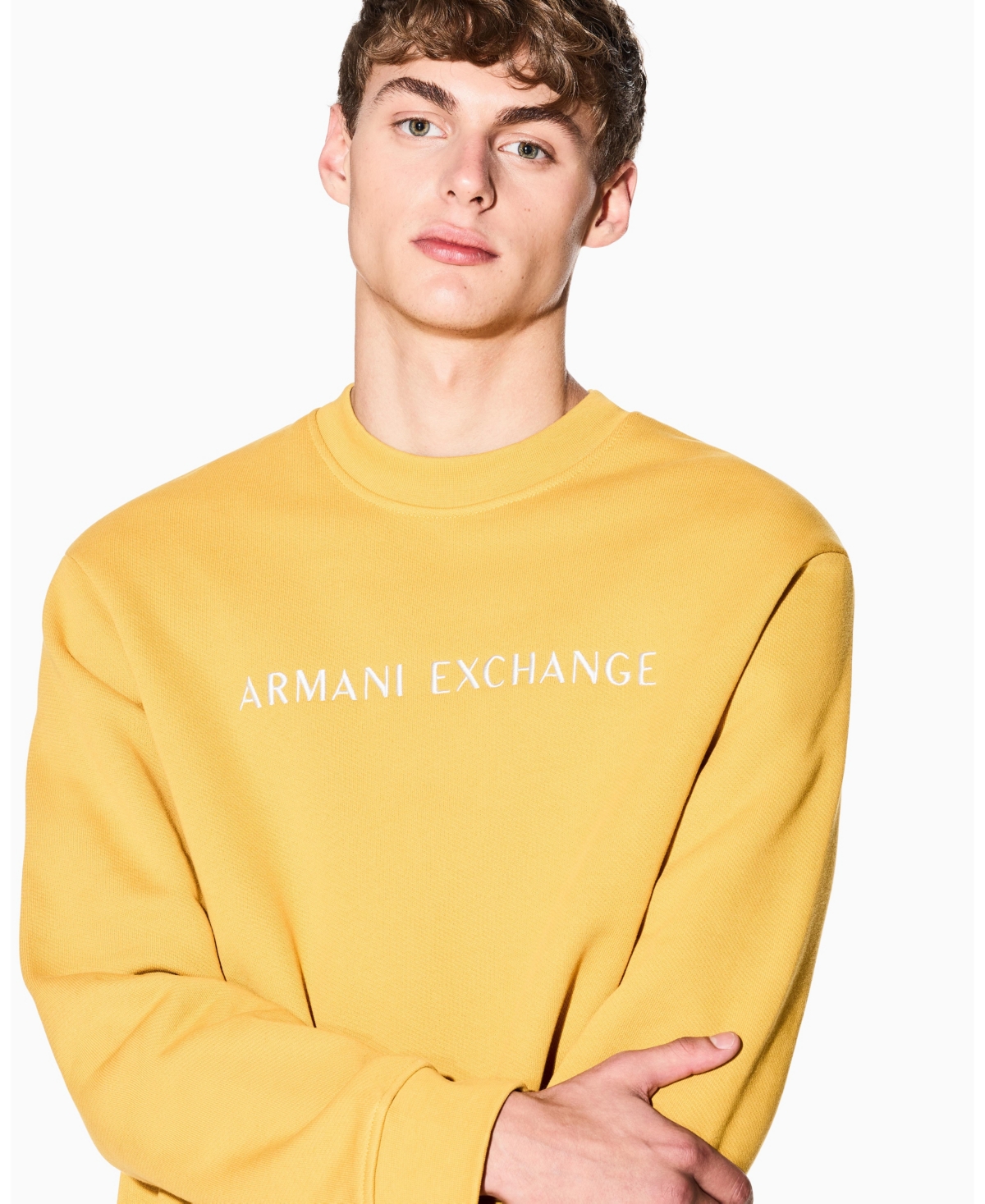 A|X Armani Exchange Men's Center Chest Graphic Fleece Crewneck Hoodie