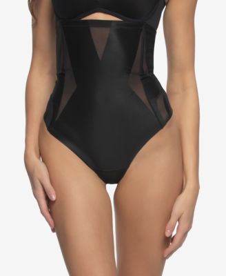 Women's Uplifted Satin Mesh Body Mapped High-Waist Shaper Thong