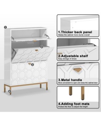Shoe Storage Cabinet,Modern Shoe Storage Cabinet with 3 Flip Drawers,Freestanding Hidden Slim Narrow Shoe Rack Cabinet for Entryway,Hallway