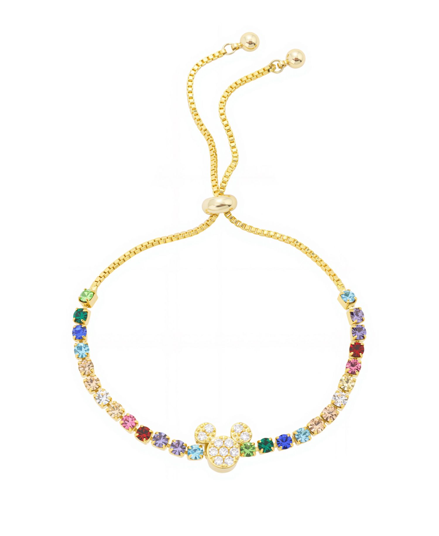 Multi Color Crystal Mickey Mouse Bolo Bracelet