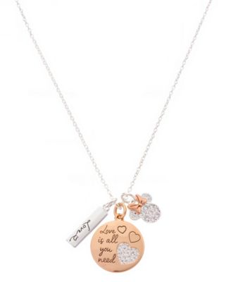 Minnie Mouse Cubic Zirconia Love Pendant Charm Necklace