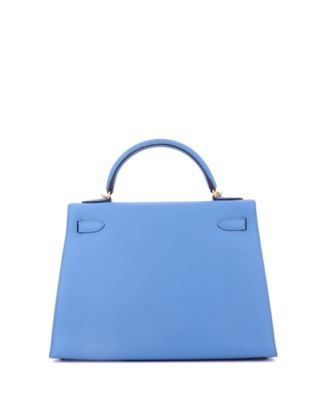 Kelly 32 Handbag Blue Epsom with Gold Hardware
