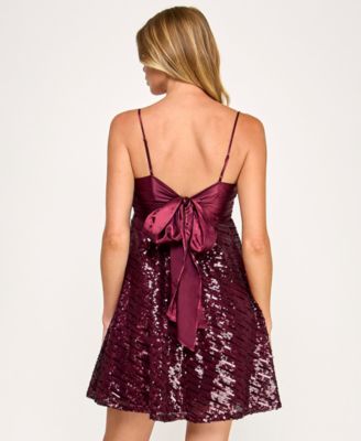 Juniors' Sequined Babydoll Dress
