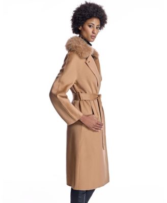 Women's Fur-Trimmed Cashmere Coat