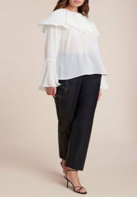 Women's Plus Size Ruffle Collar Top