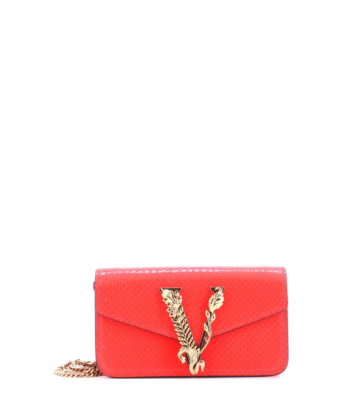 Pre-Owned Versace Virtus Clutch on Chain Embossed Leather