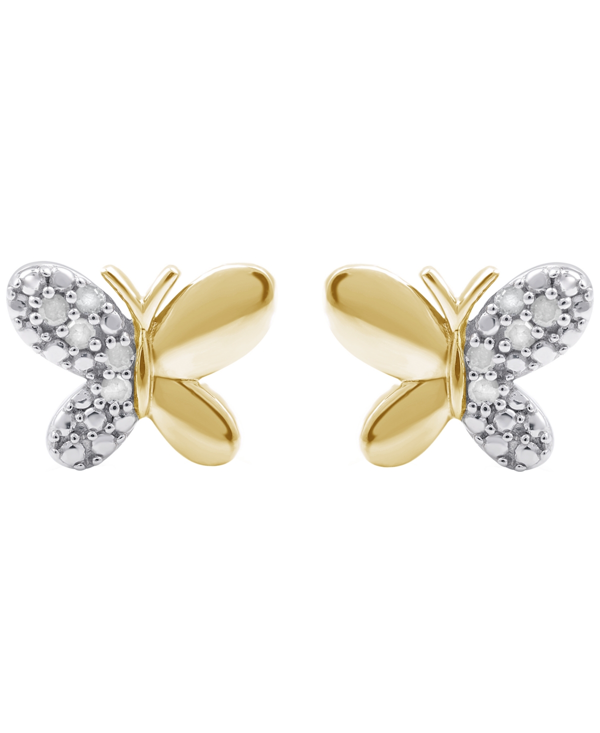 Macy's Diamond Butterfly Earrings (1/10 Ct. T.w.) In Sterling Silver (also In 14k Gold-plated Sterling Silv In Gold