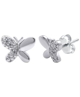 Macy's - Diamond Butterfly Earrings (1/10 ct. t.w.) in Sterling Silver (also in 14k Gold-Plated Sterling Silver)