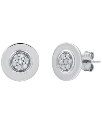 Macy's - Diamond Round Earrings (1/10 ct. t.w.) in Sterling Silver