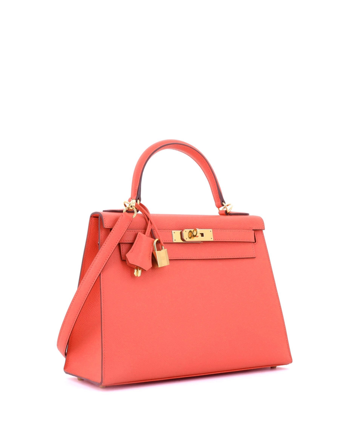 Pre-Owned HERMES Kelly 28 Handbag Red Epsom with Gold Hardware