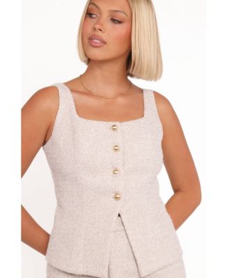 Women's Greta Tailored Pant Set - White Brown Marl