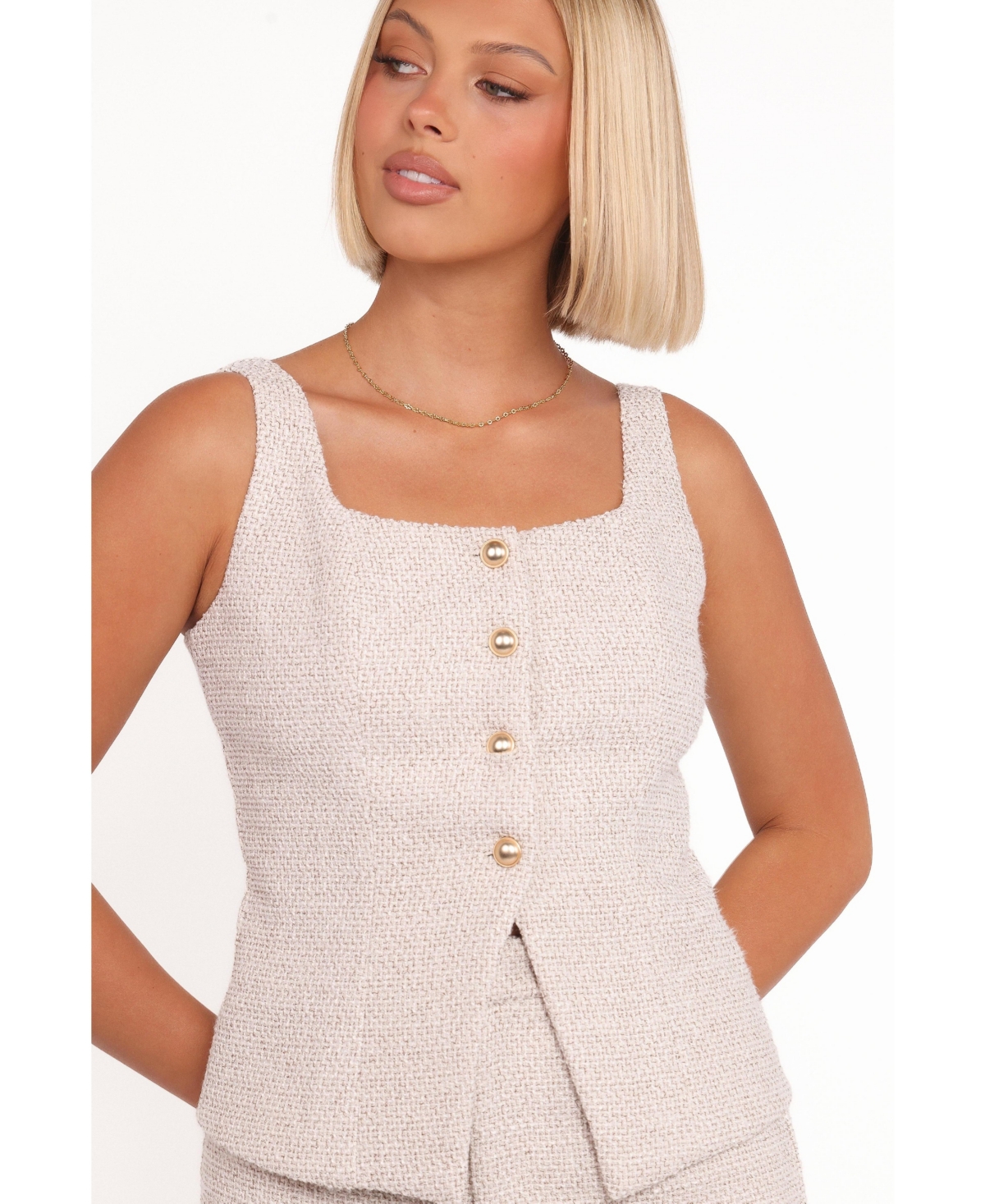 Petal and Pup Women's Greta Tailored Pant Set - White Brown Marl
