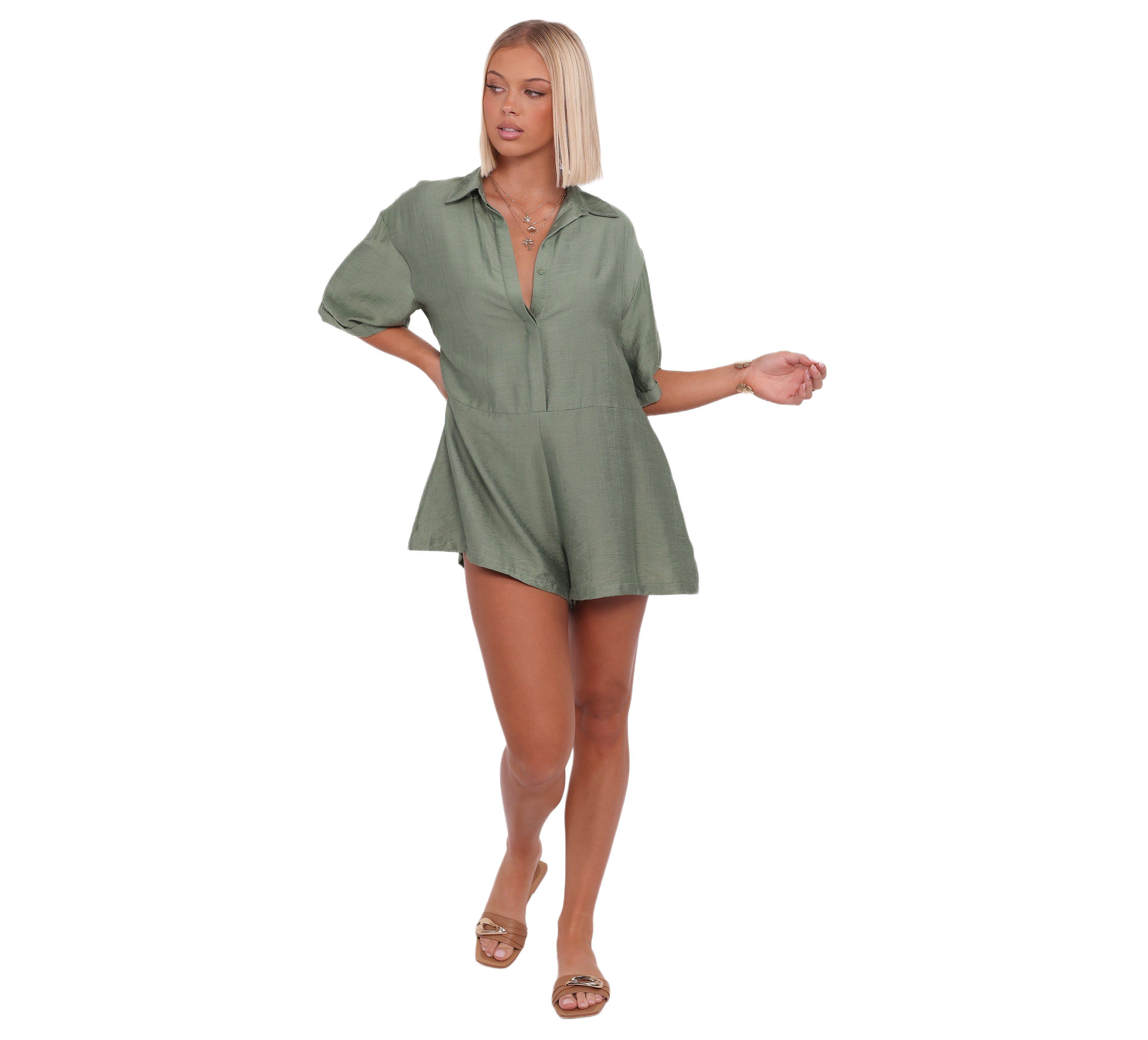 Petal and Pup Women's Kiya Drop Waist Romper - Palm Green