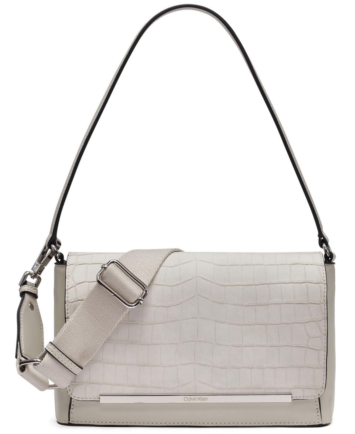 Macy's Alia Croc Magnetic Snap Shoulder Bag In Gray