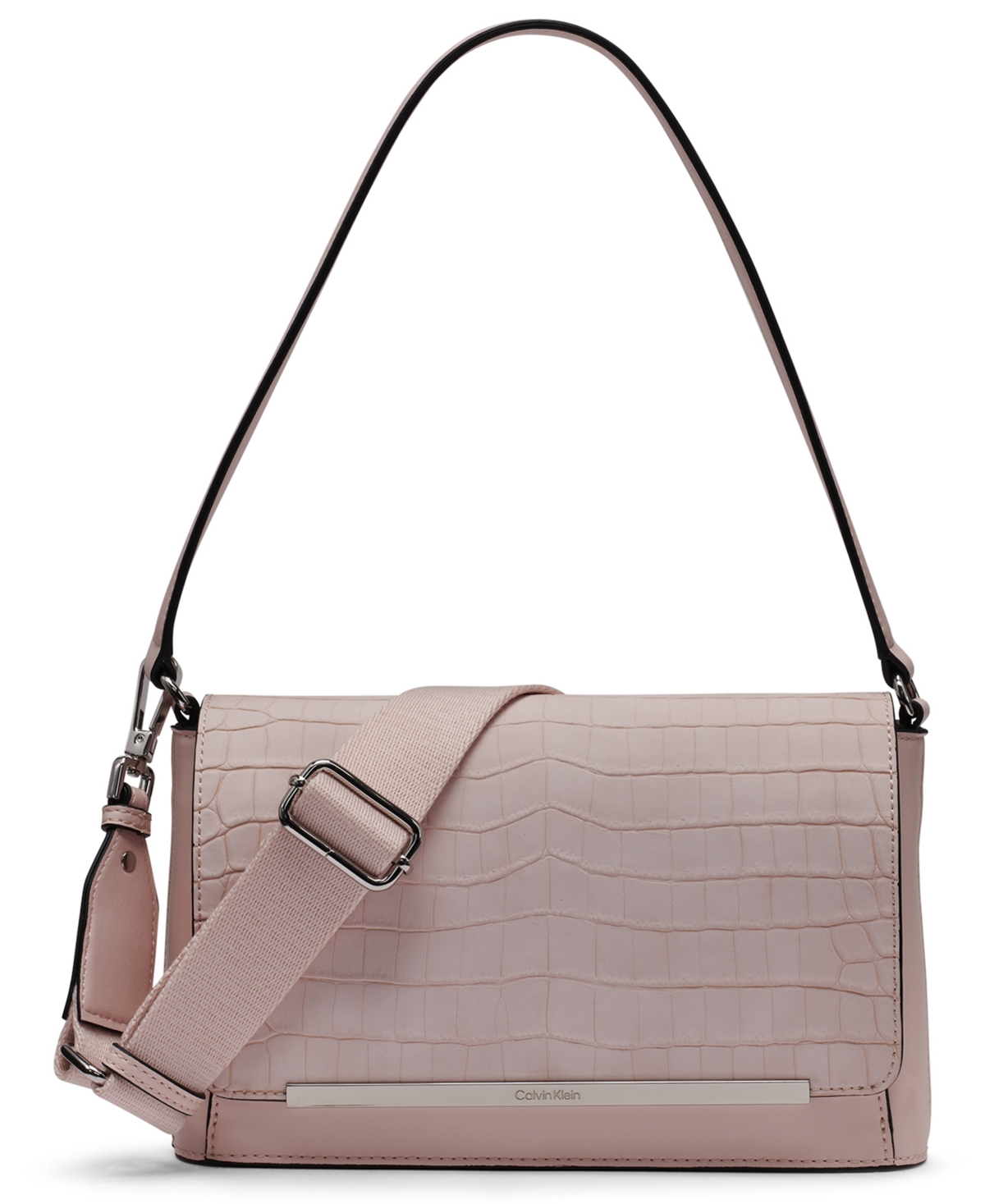 Macy's Alia Croc Magnetic Snap Shoulder Bag In Pink