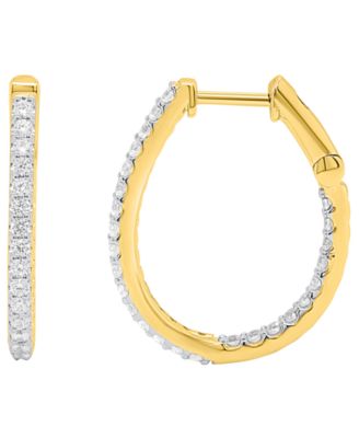Lab-Grown Diamond Hoop Earrings (1 ct. t.w.) in Sterling Silver or 14k Gold Plated Sterling Silver 