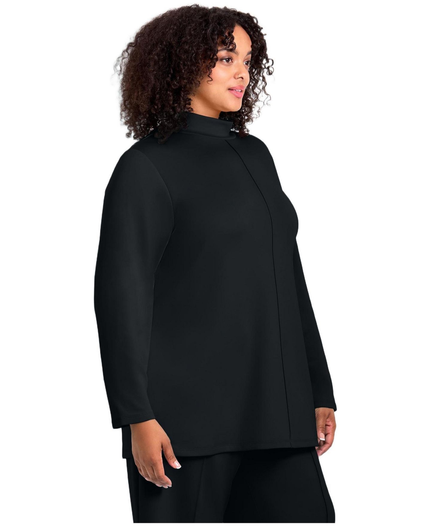 Женский топ Avenue Seamed Mock Neck Tunic, цвет: Чёрный — фото 2