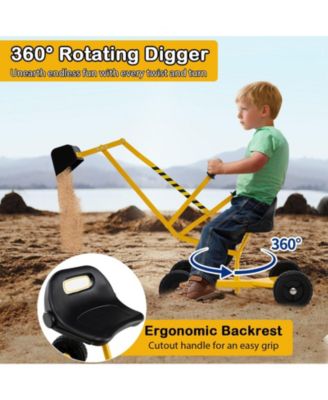Sand Digger for Kids Sandbox Toy Digger with 2-Handed Controls and Flexible Shovel