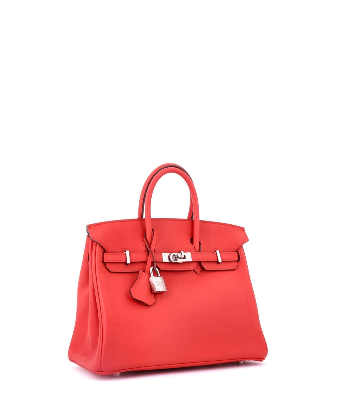Pre-Owned HERMES Birkin 25 Handbag Red Swift with Palladium Hardware