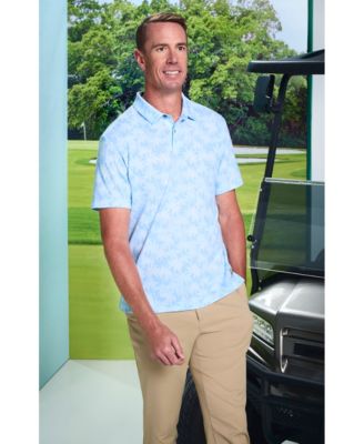 Men's All-Over Geometric Palm Print Short-Sleeve Golf Polo Shirt