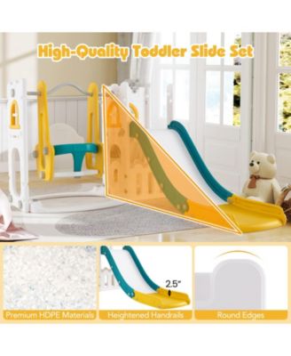7-in-1 Toddler Swing and Slide Set L-shaped with Ladder and Basketball Hoop