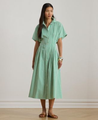 Lauren Ralph Lauren Women's Striped Pleated Shirt Dress - Macy's