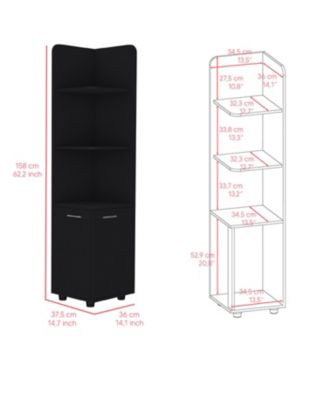 Freestanding Bathroom Cabinet Black Modern Storage Organizer for Bathroom Living Room or Laundry Room