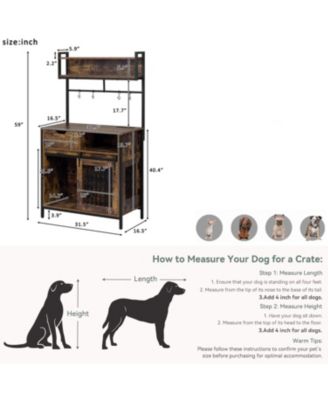 2 in 1 Rustic Dog Crate Side Cabinet Organizer Hutch Kitchen Cabinet with Storage for Small Dogs up to 40lbs