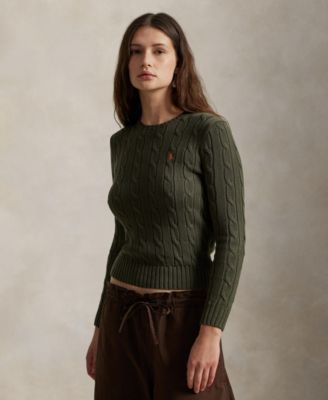 Women's Cable-Knit Cotton Crewneck Sweater