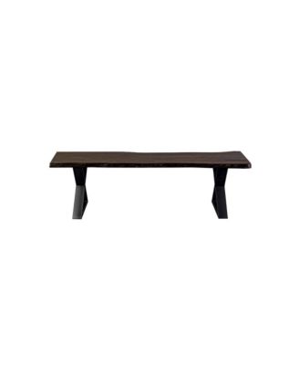 Manzanita Live Edge Solid Sheesham Wood Dining Bench, Gray