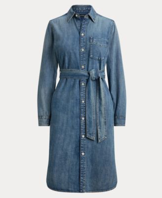 Women's Long-Sleeve Belted Shirtdress