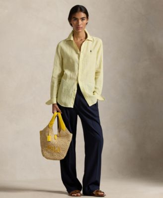 Women's Classic Fit Striped Linen Shirt