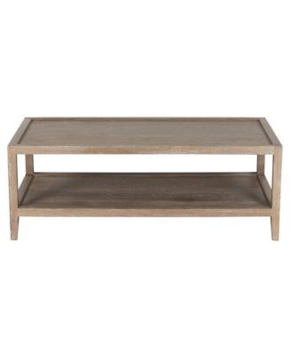 Lowell Solid White Oak Wood Coffee Table, Brown