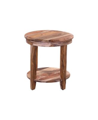 Sonora Solid Sheesham Wood Round End Table, Brown