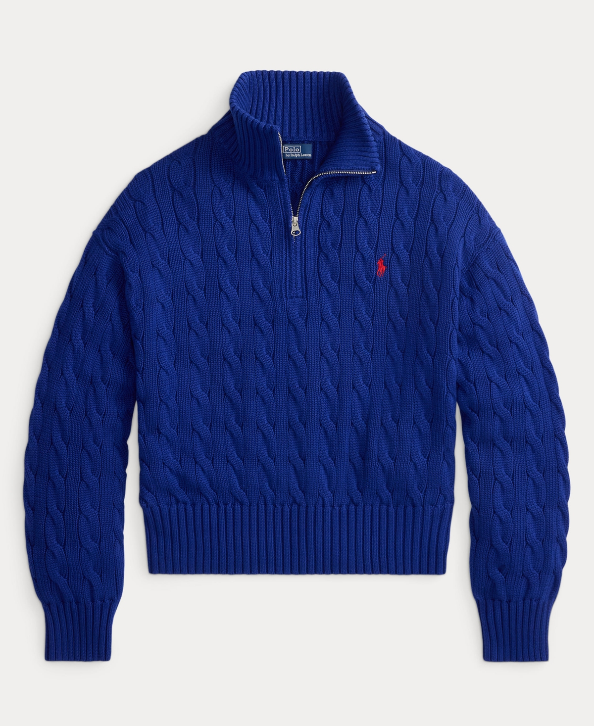 Polo Ralph Lauren Women's Cable-knit Cotton Quarter-zip Sweater In Blue