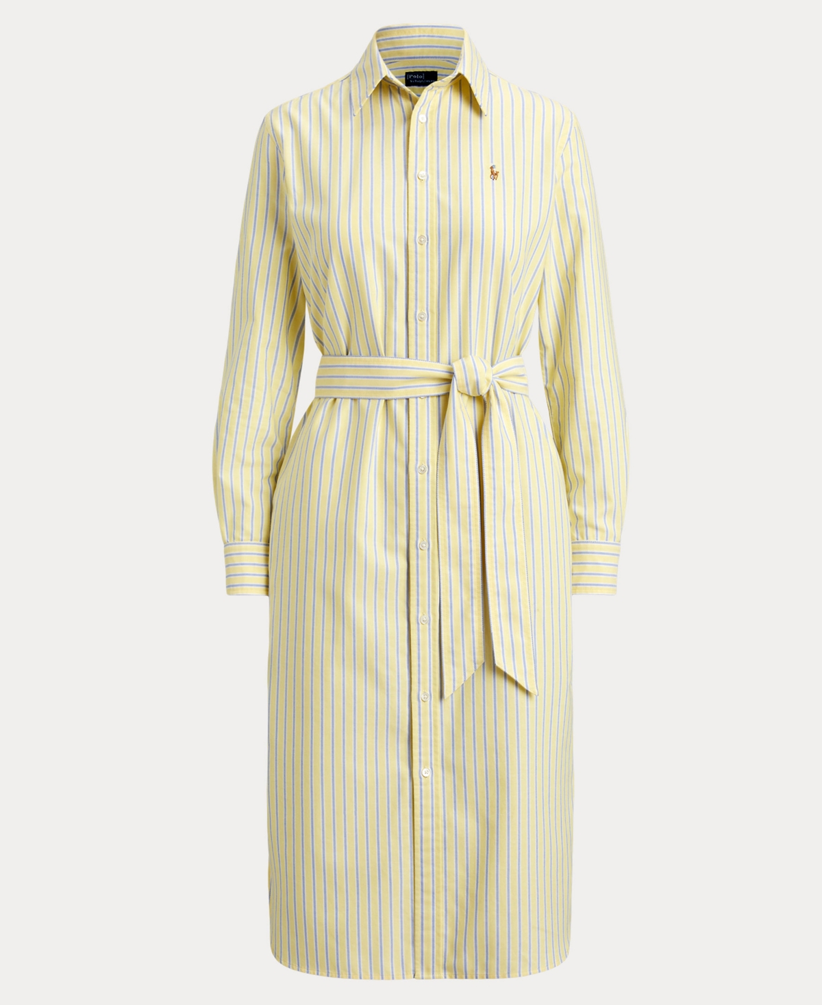 Polo Ralph Lauren Women's Belted Cotton Oxford Shirtdress In Yellow