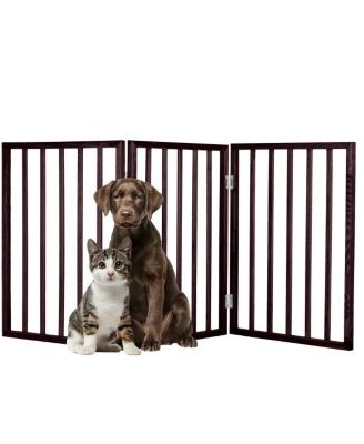 3-Panel Foldable Pet Gate, Brown