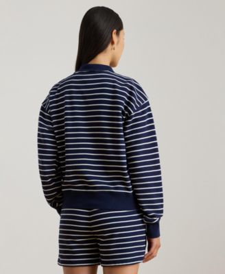 Women's Striped Mock Neck Sweatshirt