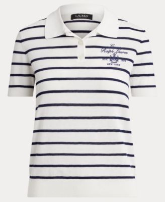 Women's Striped Slim-Fit Polo Sweater