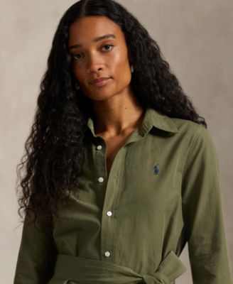 Women's Long-Sleeve Belted Shirtdress