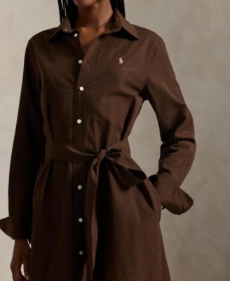 Women's Long-Sleeve Belted Shirtdress