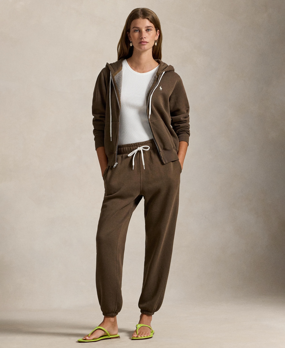 Polo Ralph Lauren Women's Fleece Full-zip Hoodie In Brown