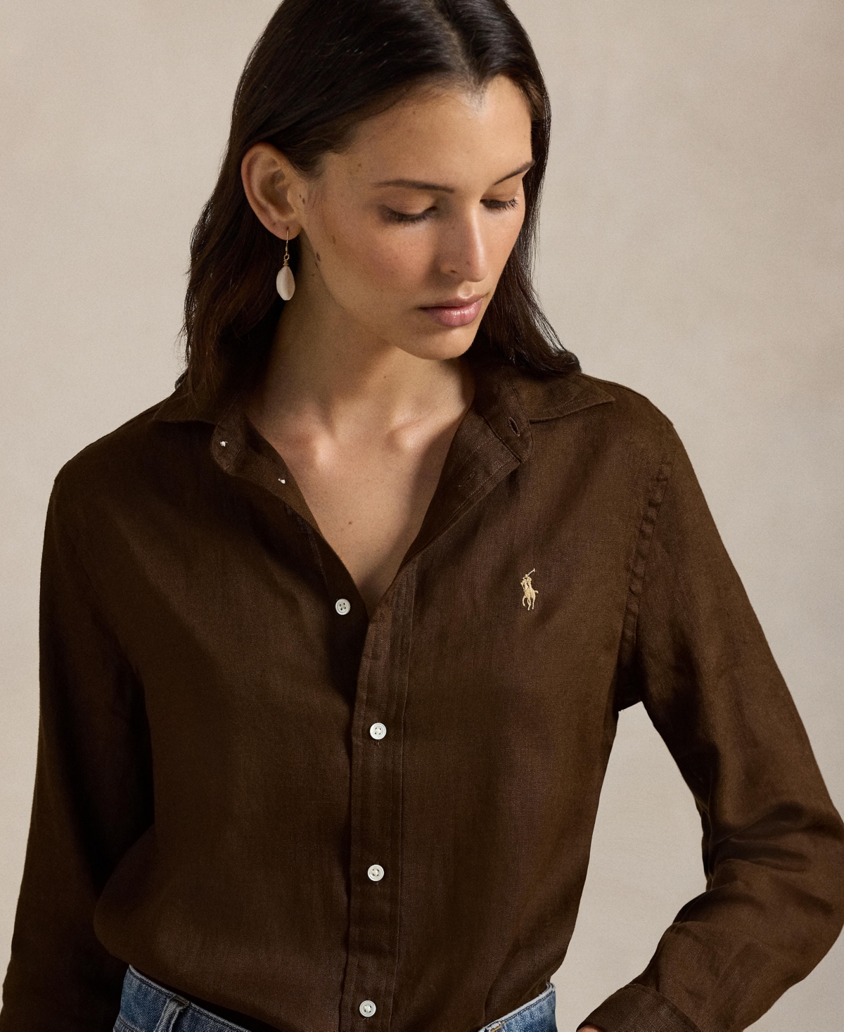 Polo Ralph Lauren Stretch Slim-fit Velvet Shirt In Brown