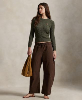 Women's Cable-Knit Cotton Crewneck Sweater