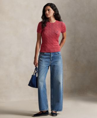 Women's Cable-Knit Short-Sleeve Sweater