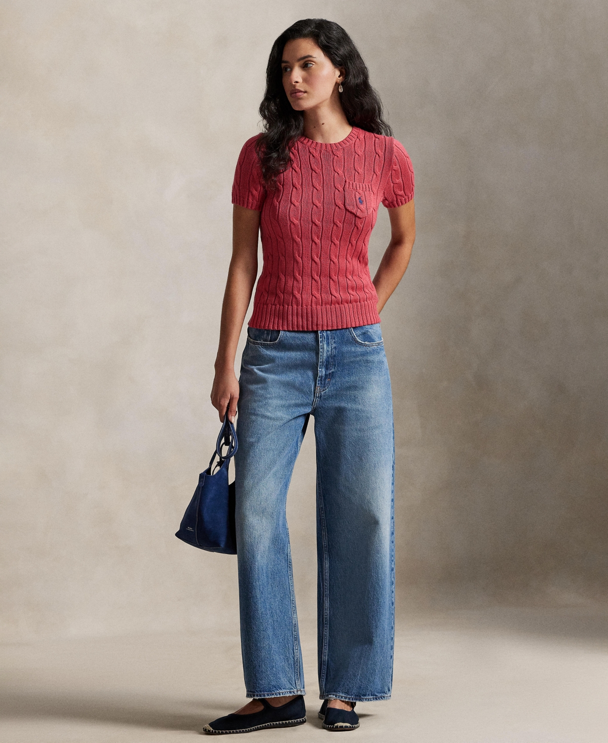 Polo Ralph Lauren Women's Cable-Knit Short-Sleeve Sweater