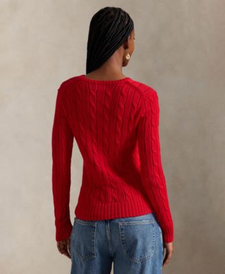 Women's Cable-Knit Cotton Crewneck Sweater