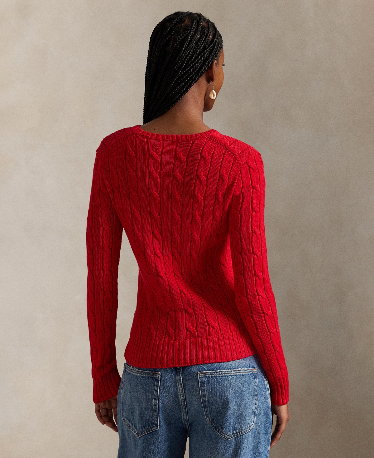 Polo Ralph Lauren Women's Cable-knit Cotton Crewneck Sweater In Red